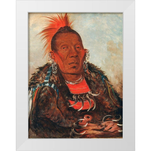 Wah ro nee sah, The Surrounder, Chief of the Tribe White Modern Wood Framed Art Print by Catlin, George