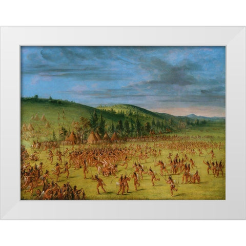 Ball play of the Choctaw Ball Up White Modern Wood Framed Art Print by Catlin, George