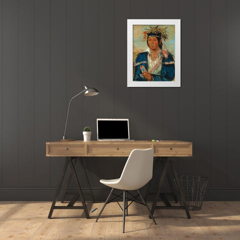 Kee mo ra nia, No English, a Dandy White Modern Wood Framed Art Print by Catlin, George