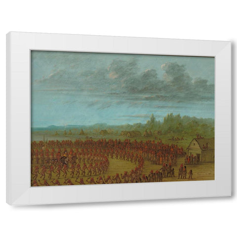 War Dance of the Saukies White Modern Wood Framed Art Print by Catlin, George