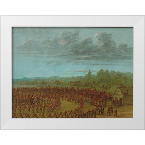 War Dance of the Saukies White Modern Wood Framed Art Print by Catlin, George