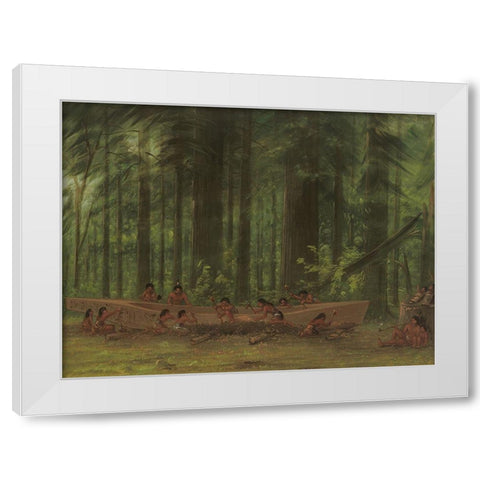 Excavating a Canoe Nayas Indians White Modern Wood Framed Art Print by Catlin, George