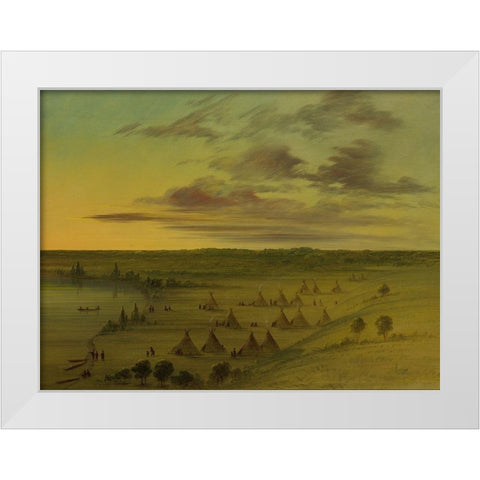 Sioux Village Lac du Cygne White Modern Wood Framed Art Print by Catlin, George