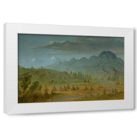 A Crow Village and the Salmon River Mountains White Modern Wood Framed Art Print by Catlin, George