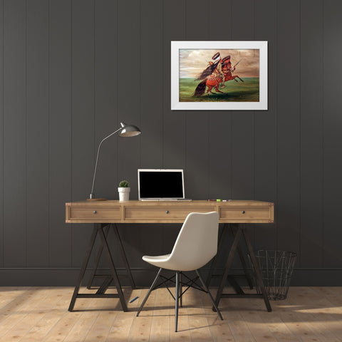 Crow Indian He Who Jumps Over All White Modern Wood Framed Art Print by Catlin, George