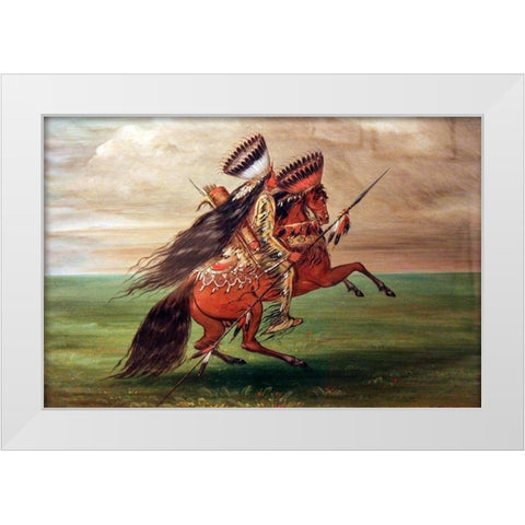 Crow Indian He Who Jumps Over All White Modern Wood Framed Art Print by Catlin, George