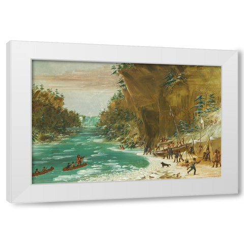 The Expedition Encamped below the Falls of Niagara White Modern Wood Framed Art Print by Catlin, George