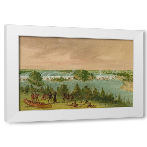 Father Hennepin and Companions at the Falls of St. Anthony White Modern Wood Framed Art Print by Catlin, George