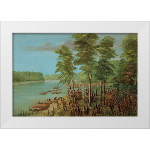 La Salle Taking Possession of the Land at the Mouth of the Arkansas. March 10, 1682 White Modern Wood Framed Art Print by Catlin, George