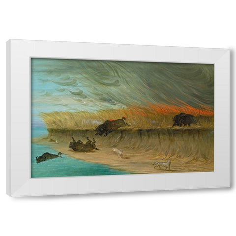 Prairie Meadows Burning White Modern Wood Framed Art Print by Catlin, George