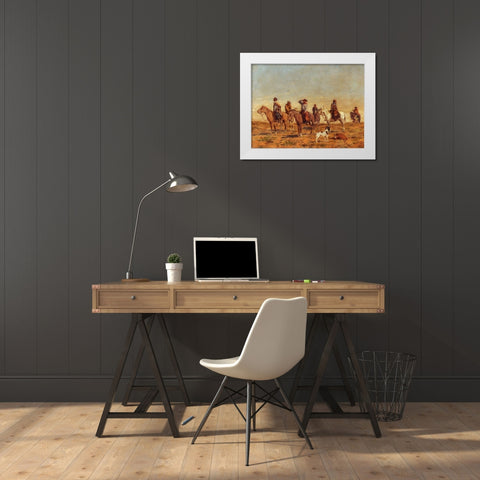 Cowboys White Modern Wood Framed Art Print by Valle, Angel della