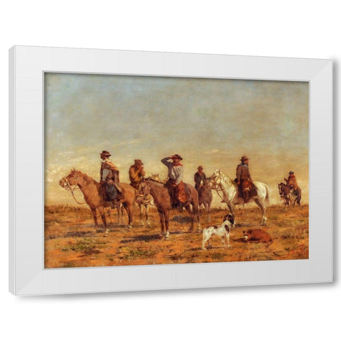 Cowboys White Modern Wood Framed Art Print by Valle, Angel della