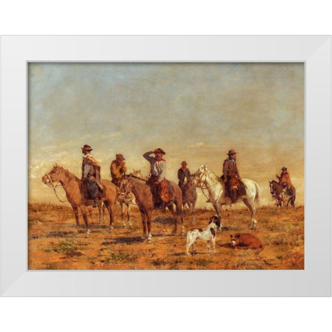 Cowboys White Modern Wood Framed Art Print by Valle, Angel della
