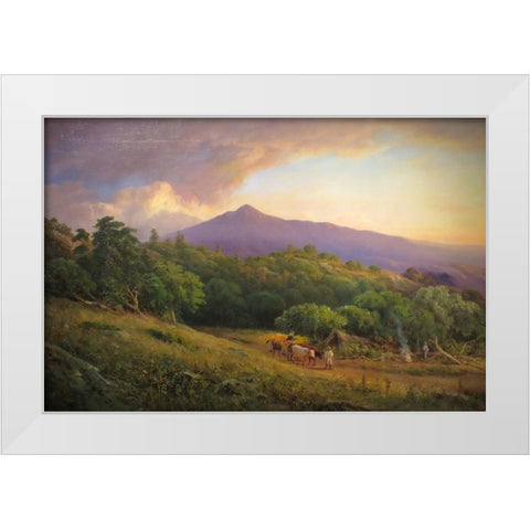 A Broadside of Mount Tamalpais White Modern Wood Framed Art Print by Keith, William