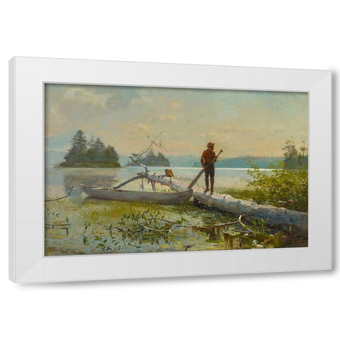 The Trapper White Modern Wood Framed Art Print by Homer, Winslow