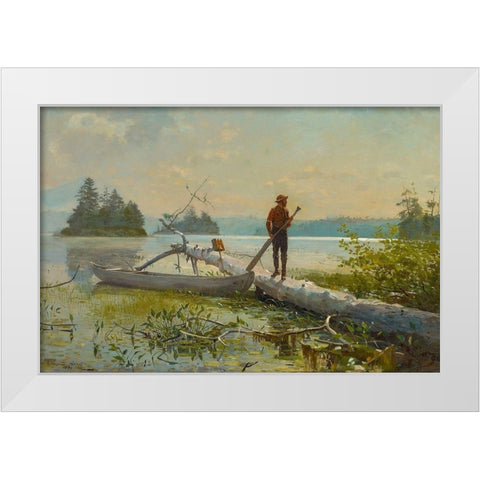 The Trapper White Modern Wood Framed Art Print by Homer, Winslow