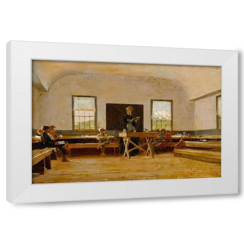 Country School White Modern Wood Framed Art Print by Homer, Winslow
