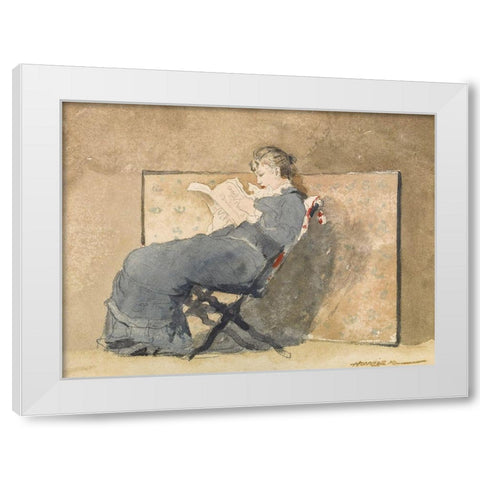 Girl Reading White Modern Wood Framed Art Print by Homer, Winslow