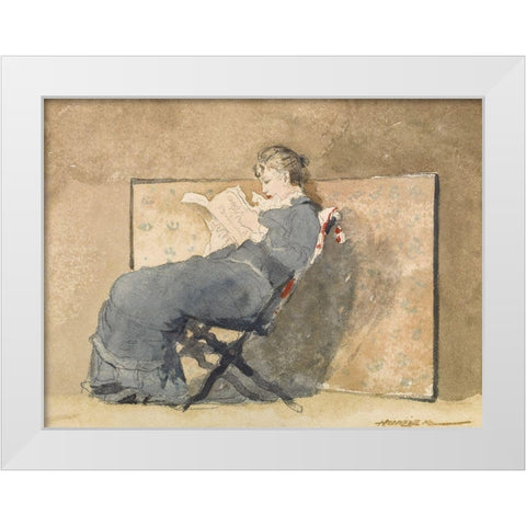 Girl Reading White Modern Wood Framed Art Print by Homer, Winslow