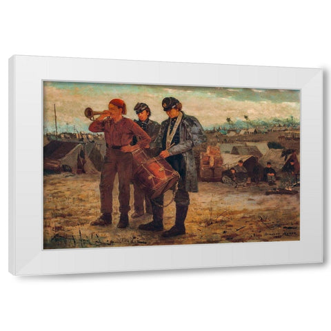 Sounding Reveille White Modern Wood Framed Art Print by Homer, Winslow