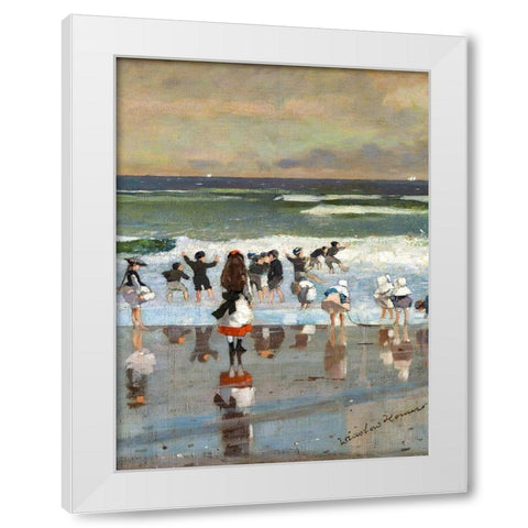 Beach Scene White Modern Wood Framed Art Print by Homer, Winslow