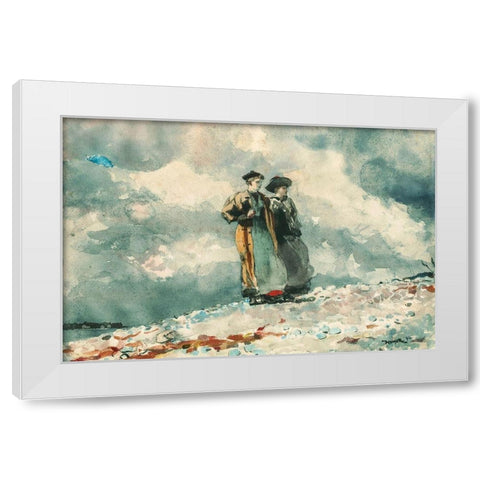 The Outlook, Maine Coast White Modern Wood Framed Art Print by Homer, Winslow