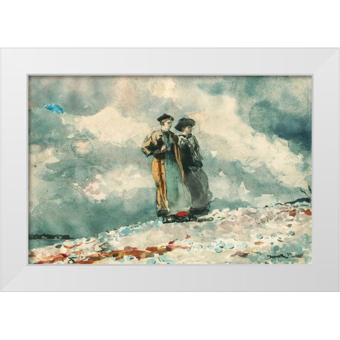 The Outlook, Maine Coast White Modern Wood Framed Art Print by Homer, Winslow