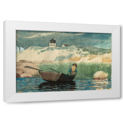 Boy in Boat, Gloucester White Modern Wood Framed Art Print by Homer, Winslow