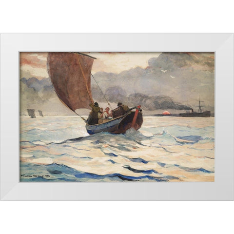 Returning Fishing Boats White Modern Wood Framed Art Print by Homer, Winslow