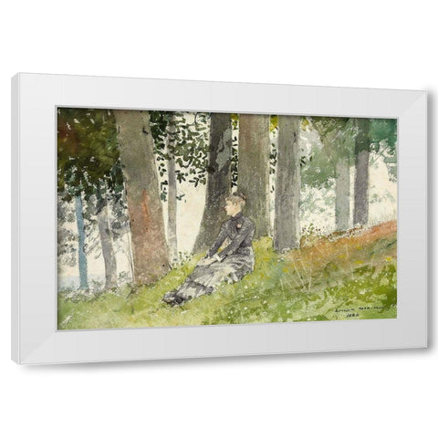Girl Seated in a Grove White Modern Wood Framed Art Print by Homer, Winslow