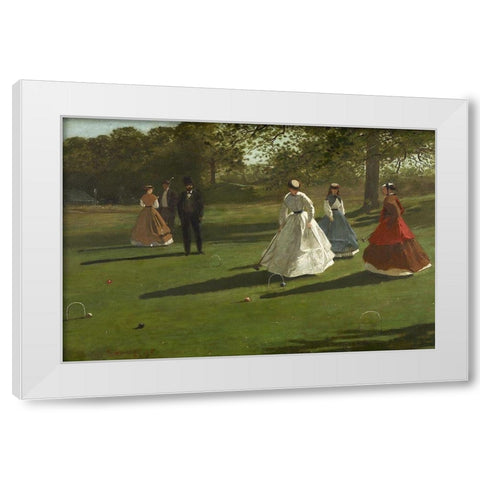 Croquet Players White Modern Wood Framed Art Print by Homer, Winslow