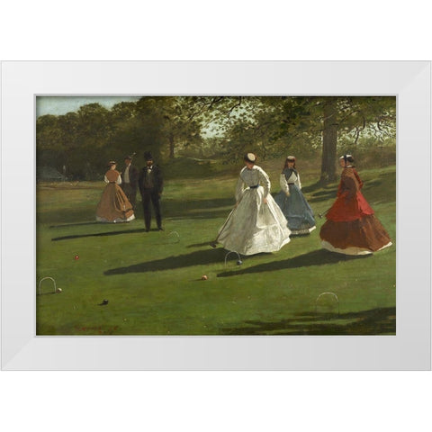 Croquet Players White Modern Wood Framed Art Print by Homer, Winslow