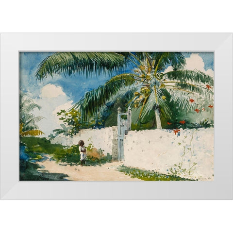 A Garden in Nassau White Modern Wood Framed Art Print by Homer, Winslow