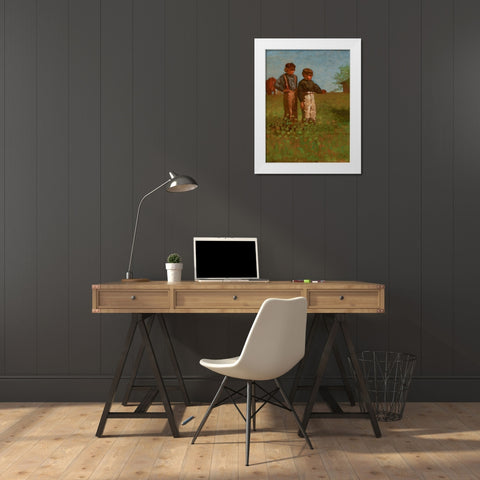 Young Farmers White Modern Wood Framed Art Print by Homer, Winslow
