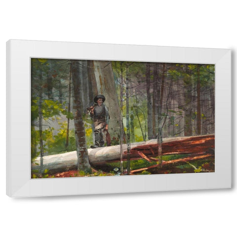 Hunter in the Adirondacks White Modern Wood Framed Art Print by Homer, Winslow