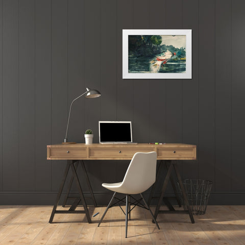 Life-Size Black Bass White Modern Wood Framed Art Print by Homer, Winslow