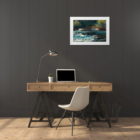 The Rapids, Hudson River, Adirondacks White Modern Wood Framed Art Print by Homer, Winslow
