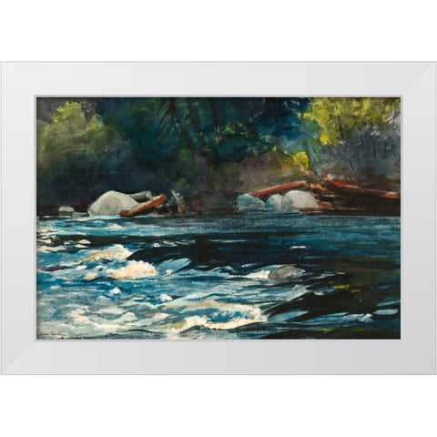 The Rapids, Hudson River, Adirondacks White Modern Wood Framed Art Print by Homer, Winslow