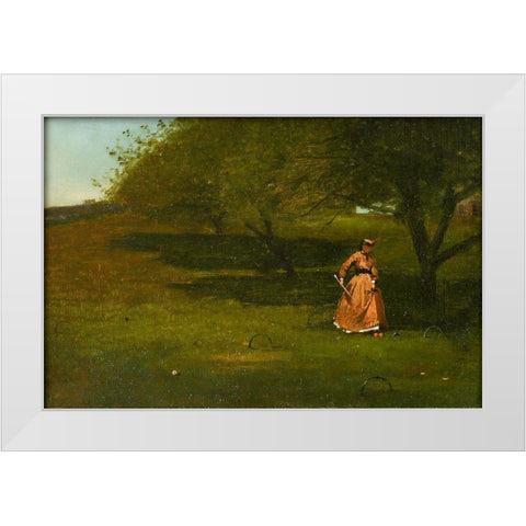 Croquet Player White Modern Wood Framed Art Print by Homer, Winslow