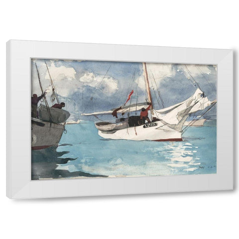 Fishing Boats, Key West White Modern Wood Framed Art Print by Homer, Winslow