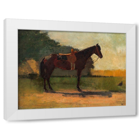 Saddle Horse in Farm Yard White Modern Wood Framed Art Print by Homer, Winslow