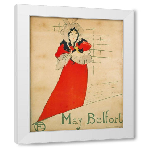 May Belfort White Modern Wood Framed Art Print by Toulouse-Lautrec, Henri de