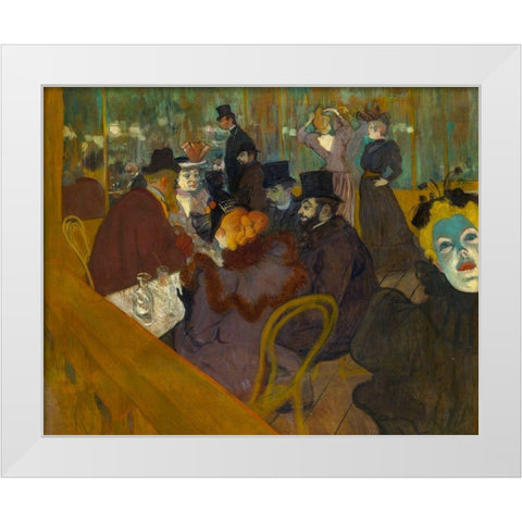 At the Moulin Rouge White Modern Wood Framed Art Print by Toulouse-Lautrec, Henri de