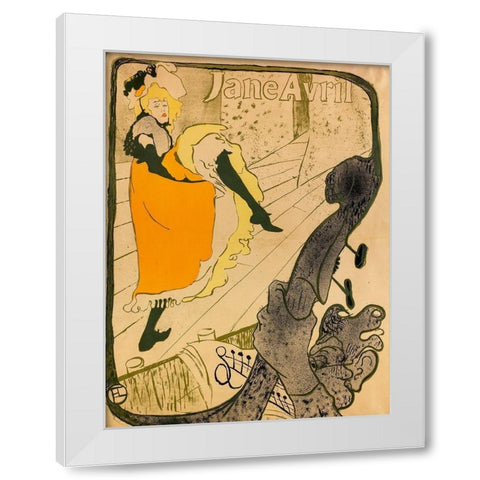 Jane Avril White Modern Wood Framed Art Print by Toulouse-Lautrec, Henri de