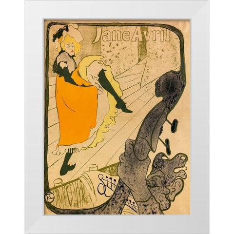 Jane Avril White Modern Wood Framed Art Print by Toulouse-Lautrec, Henri de