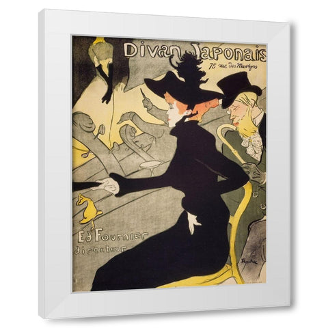 Divan Japonais White Modern Wood Framed Art Print by Toulouse-Lautrec, Henri de