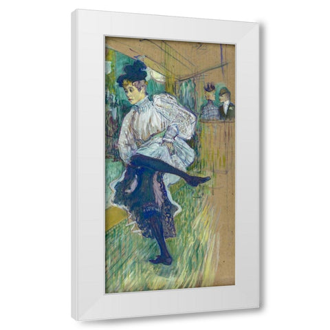 Jane Avril Dancing White Modern Wood Framed Art Print by Toulouse-Lautrec, Henri de