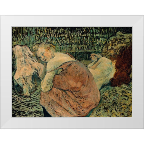 Two Friends White Modern Wood Framed Art Print by Toulouse-Lautrec, Henri de