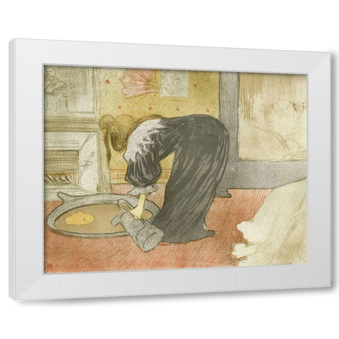 Woman at the tub White Modern Wood Framed Art Print by Toulouse-Lautrec, Henri de