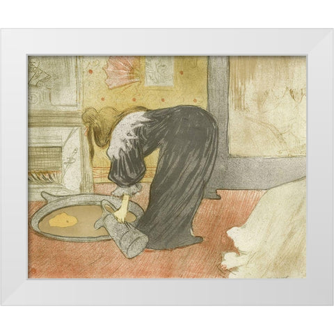 Woman at the tub White Modern Wood Framed Art Print by Toulouse-Lautrec, Henri de